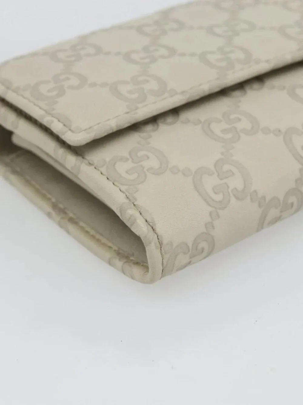 GUCCI GG Canvas Guccissima Lovely Heart Wallet Leather Ivory 251861 Auth 182242V - Picture 14 of 16